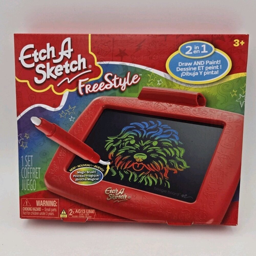 Etch A Sketch Freestyle Drawing Tablet with 2-in-1 Stylus Pen and Paintbrush Red